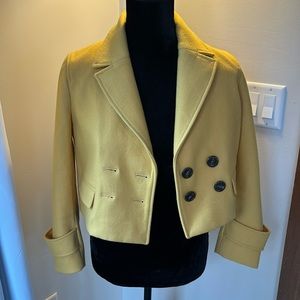 New Anthropologie Cartonnier cropped yellow wool jacket